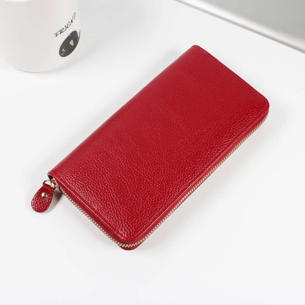 Pu Leather Wallet Dual Zipper Clutch Wallet Handheld Clutch Wear Resistant Long Women'S Wallet For Young Women Outdoor Travel