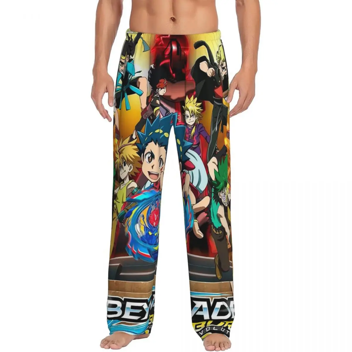 Custom Beyblade Burst Pajama Pants Men Sleepwear Sleep Lounge Bottoms with Pockets