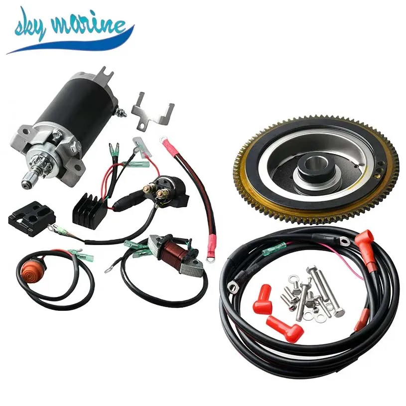 

Комплект электрического запуска для лодки для подвесного мотора YAMAHA T40, 2-тактный, 40 л.с., комплект стартера, комплект для переоборудования электрического запуска, модель 66T