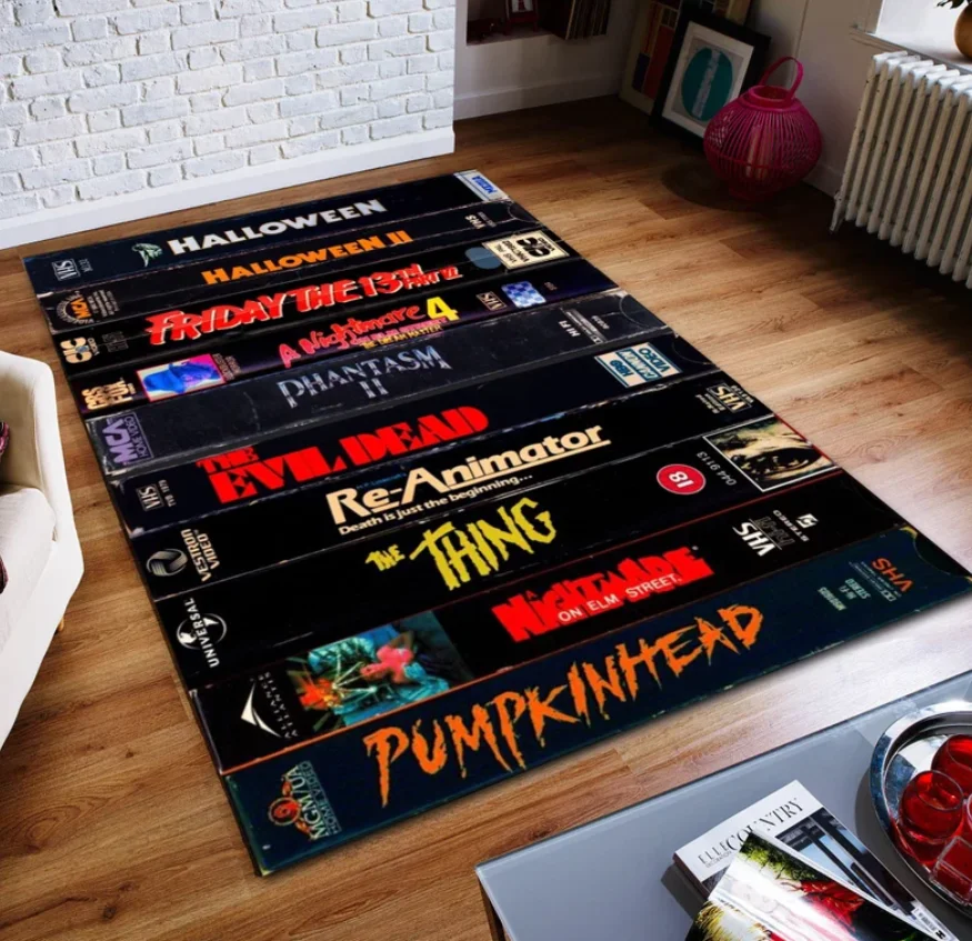 Retro Movies VHS Films, Horror Modern Rug Colorful Rug Art Rug Movie Rug Home Decor Rug Non slip Rug Carpet Popular Rug