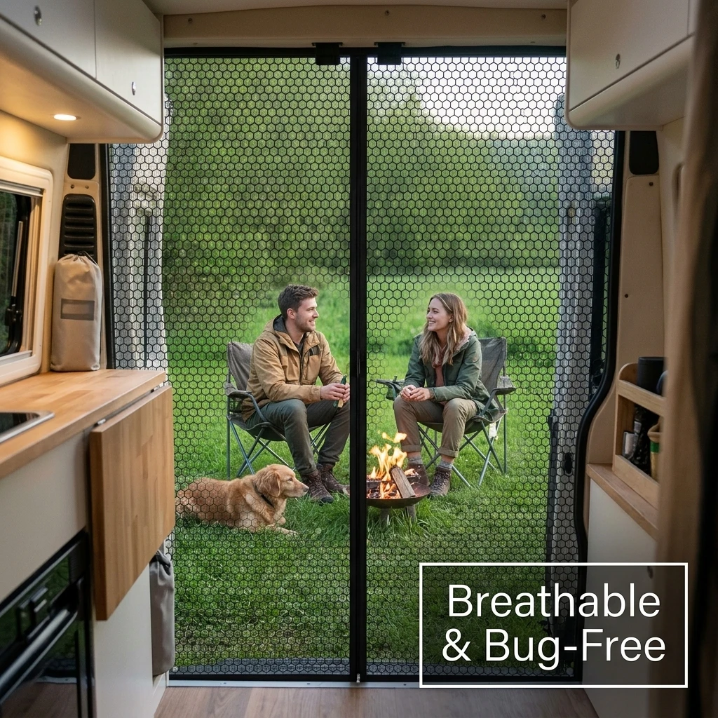 Outdoor Camping Mosquito Net - Magnetic Screen Door for Camper Van