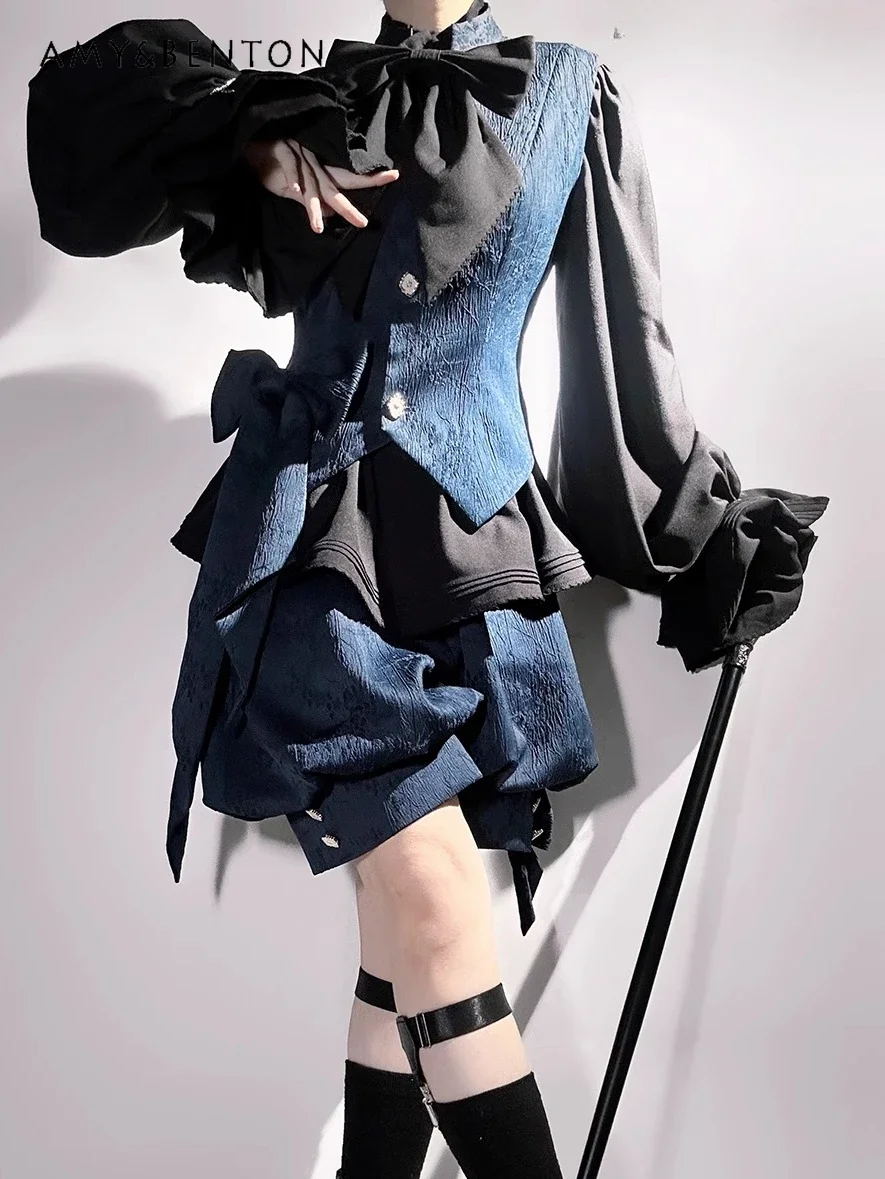 كوس أرنب الأذن وتتسابق الحلو فتاة باردة مقنعين سترة سترة السراويل قميص أربع قطع مجموعة النساء خمر المحكمة نمط القرون الوسطى لوليتا #6