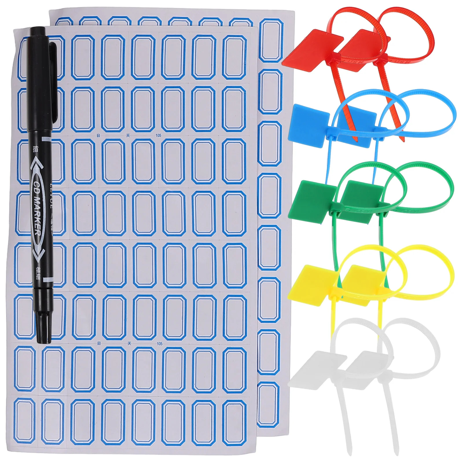 1 Set Of Nylon Cable Labels Self-Locking Wire Ties Flexible Cord Organizers For Electronics Cable Management With Color-Coded