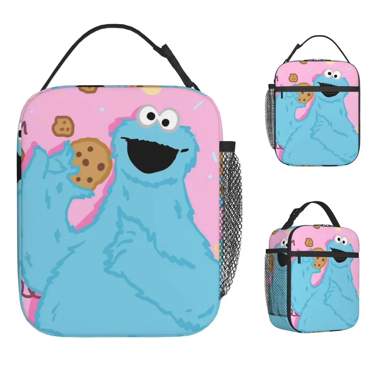 Cookie Monsters Lunch Bag Retro Lunch Box For Child Outdoor Picnic Portable Zipper Cooler Bag Oxford Designer Thermal Lunch Bags