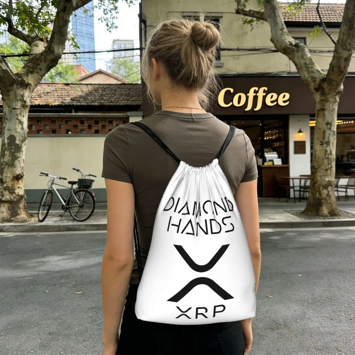 XRP Ripple Crypto Diamond Hands Backpacks Casual Drawstring Bundle Pocket Shoes Bag Book Bags for Man Woman School