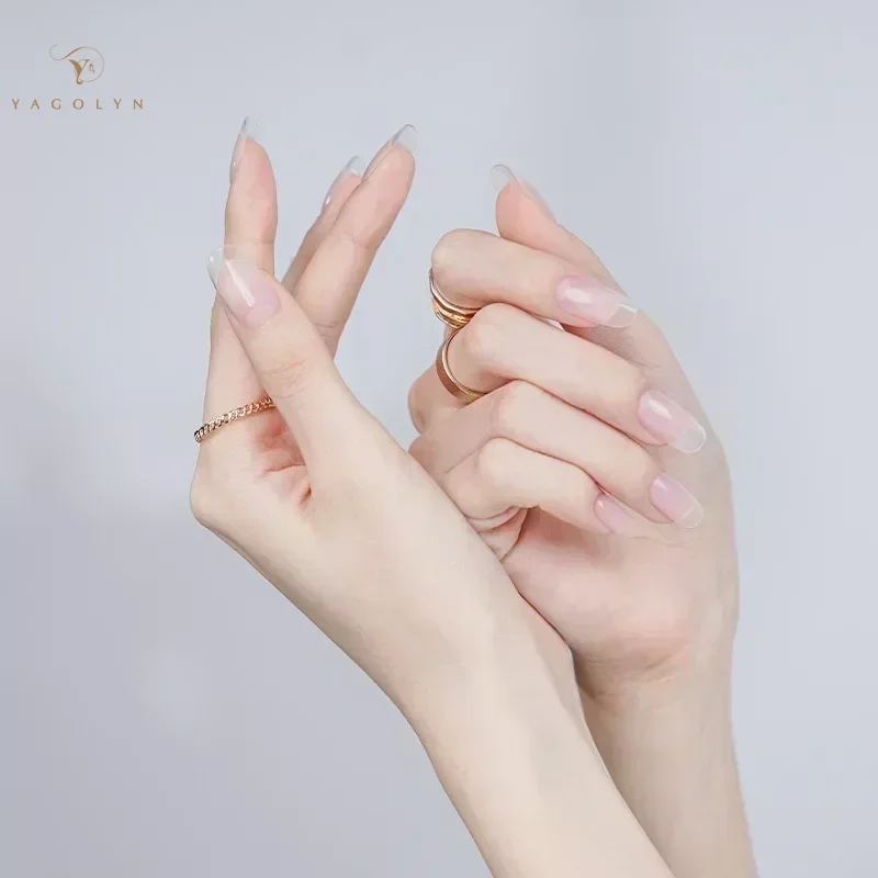 Tira de uñas de Gel semicurado transparente blanco francés, adhesivo impermeable de larga duración, juego completo de pegatinas de uñas de Gel para lámpara UV