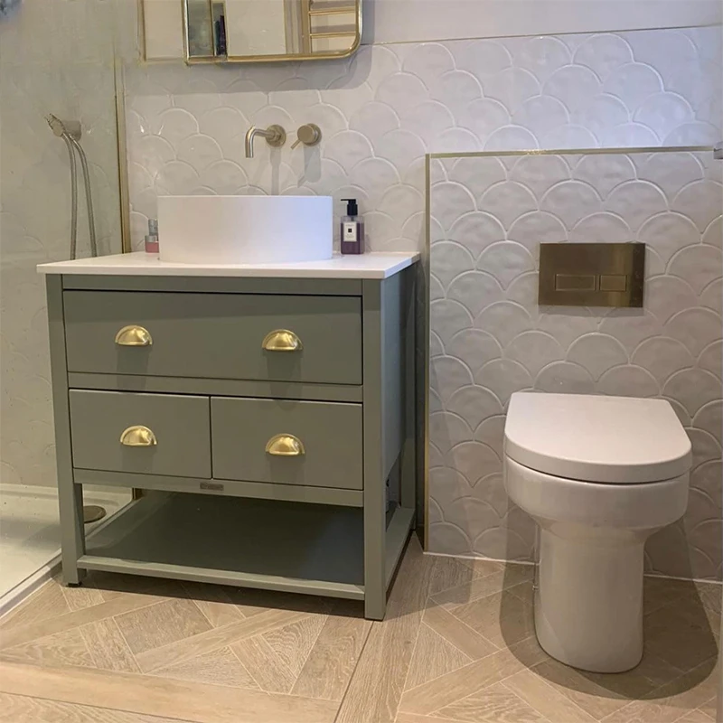 Luxury Style Rock Plate Bathroom Cabinet Customized Wash Table,