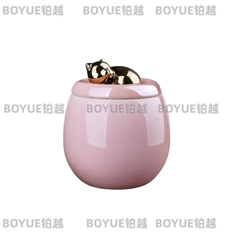Pet Urn for Ashes Ceramic Cat Shape Memorial Box Moisture Proof Sealed Container Home Decor Keepsake Storage Vessel