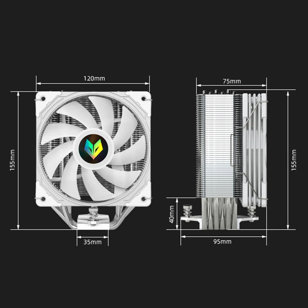 COOLMOON CPU Cooler Fan 6 Heat Pipe 12V 4Pin PWM RGB for Intel LGA 1700 AMD AM5 Quiet Ventilador Silent Radiator Cooling Fan