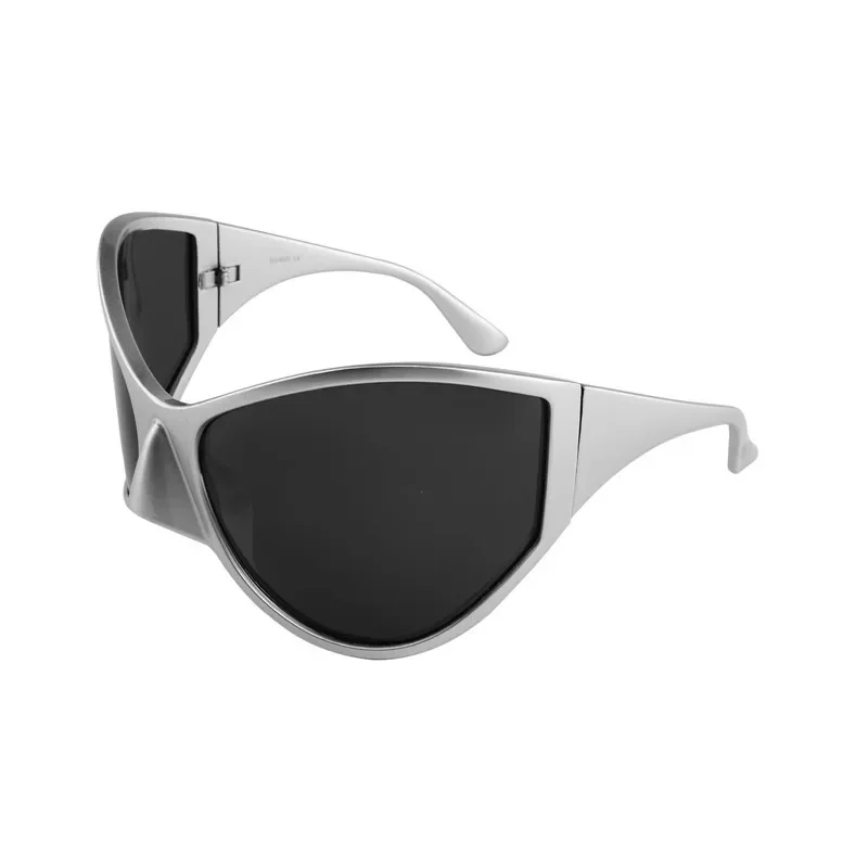 Kenbo Y2k Overs ize Punk polarisierte Sonnenbrille Frauen neue Frauen Sonnenbrille Männer Zukunfts technologie Sinn schwarz Silber Maske UV400 – Detail 9