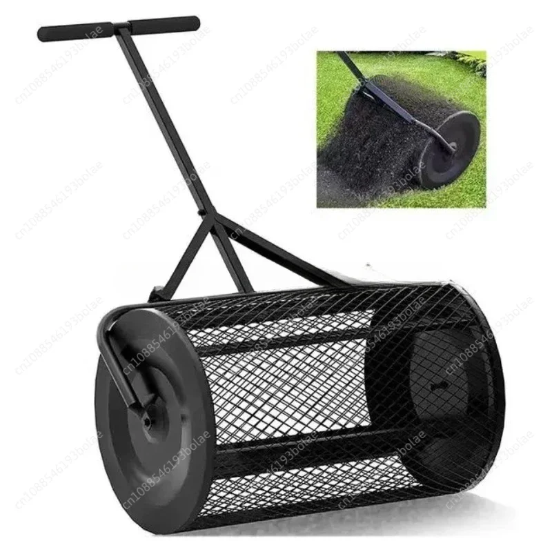 Adjustable T Shape Handle Compost Spreader, Peat Moss Spreader, Metal Mesh Manure Spreader for Lawns, Garden Planting Seeding