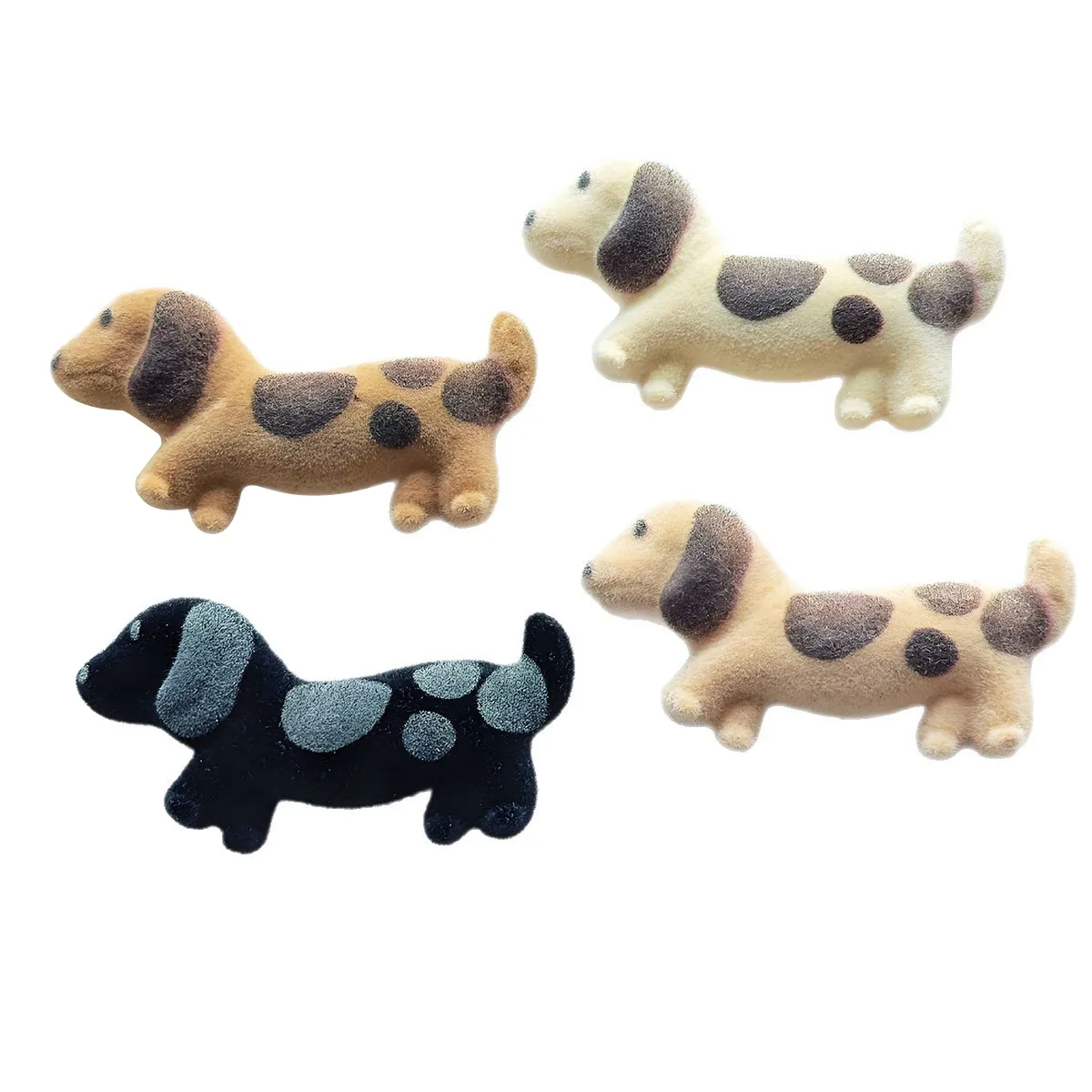 5pcs Cartoon Flocked Puppy Pendant Jewelry Accessories Suitable for DIY keychain crafts