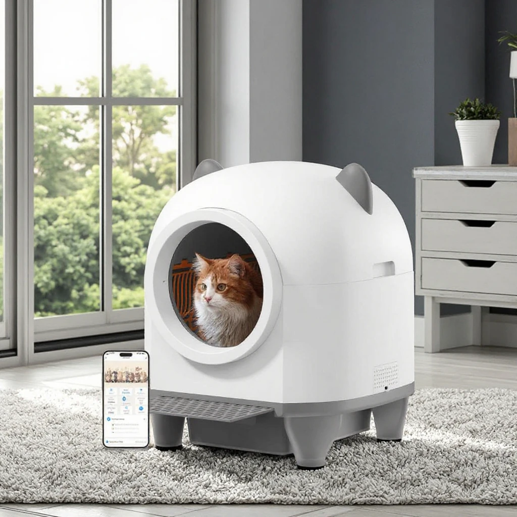 

Aoktech Hot Selling Leak-proof Cleaning Smart Cat Litter Box Cat Self-cleaning APP Controlled Sandbox Smart Cat Litter Box