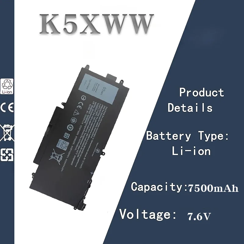 

7.6V 7500mAh Dell Latitude 7390/7389/5289 2-in-1 Battery | Compatible with K5XWW | CE & RoHS Certified