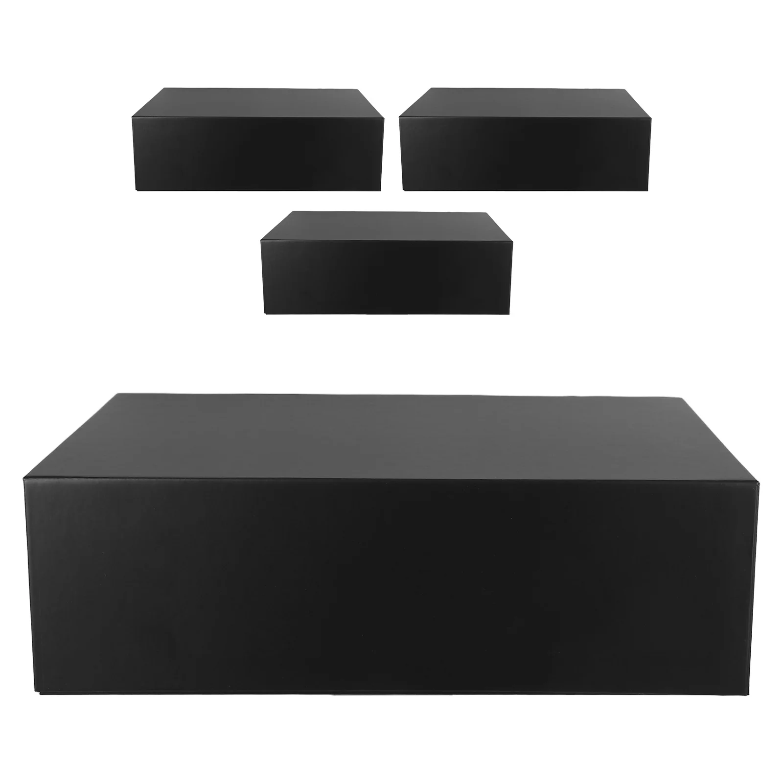 

4Pcs Magnetic Present Boxes Black Foldable Magnetic Lid Box Wedding Proposal Bridesmaid Gift Packaging