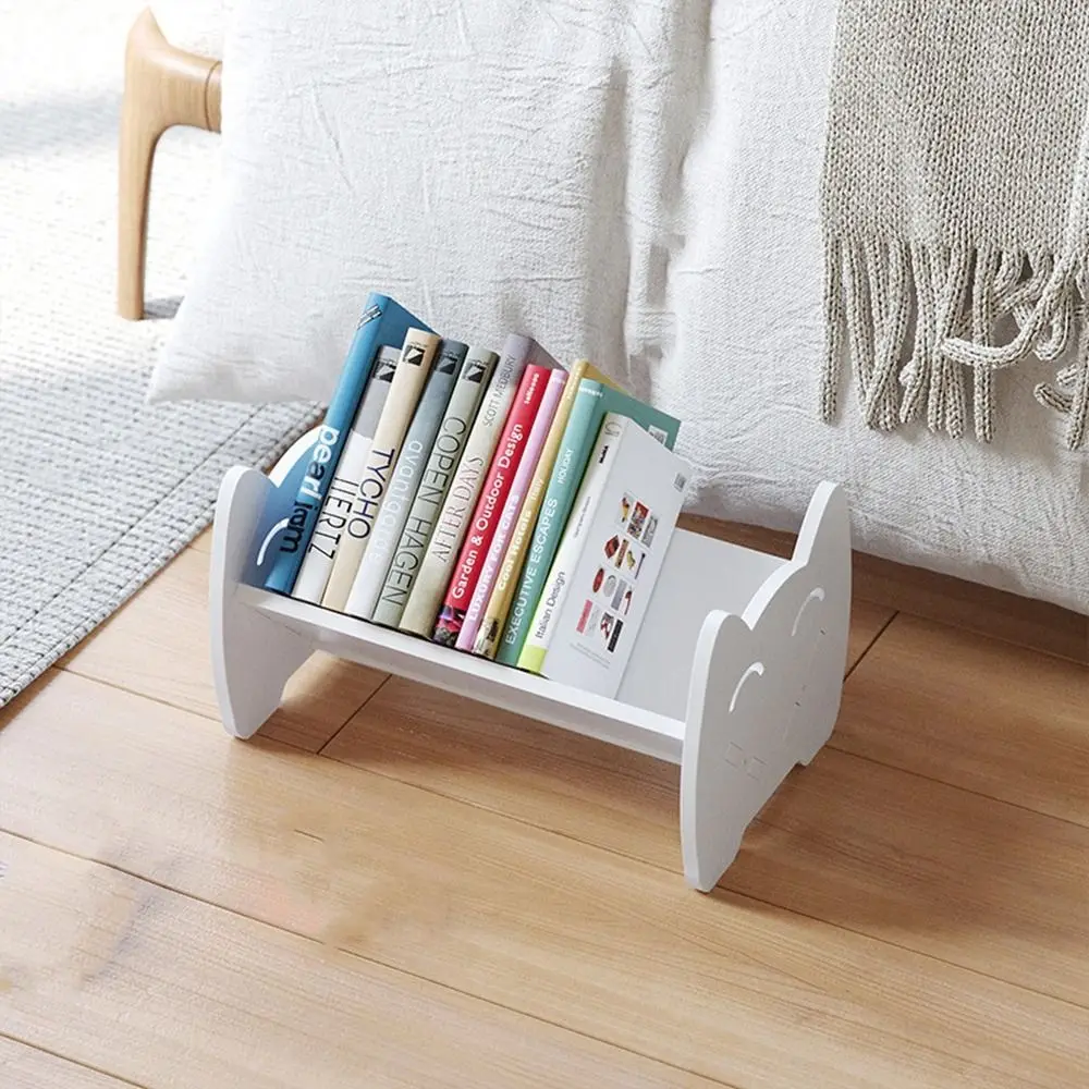 

Multifunctional Plastic Kids Bookshelf Decorative White Children's Book Storage Rack Space Saving Countertop Bookshelf Office