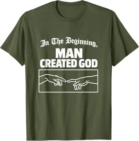 Man Created God Funny Atheist Unhinged Anti Religion Meme T-Shirt Sarkastisches religiöses Y2K-Ästhetik-T-Shirt mit peinlichem, frechen Motiv – Detail 5