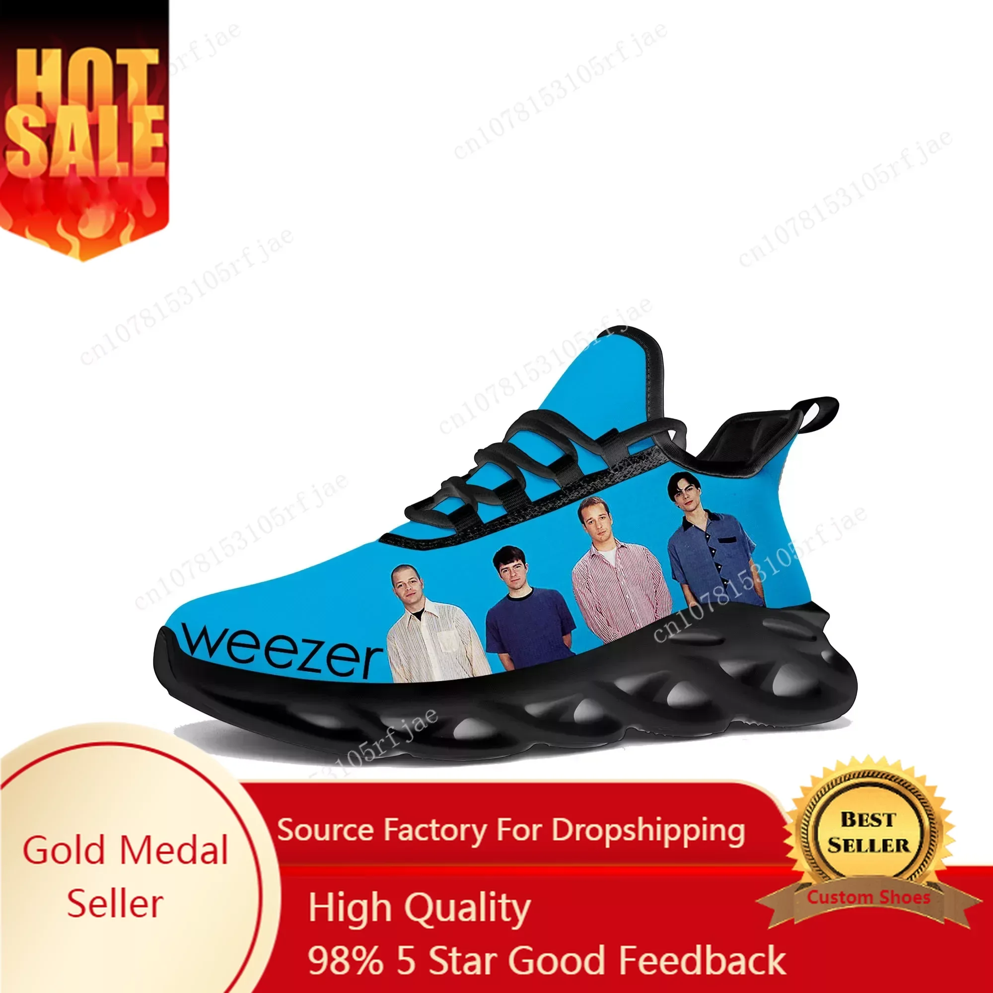 Weezer Band Pop Flats Sneakers Mens Womens Hot Hip Hop Rapper Sports Running Shoe Sneaker Lace Up Mesh Footwear Tailor-made Shoe