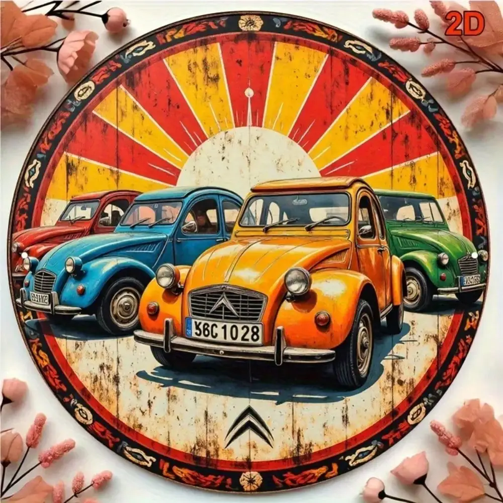 CIFBUY Vintage Retro 2CV Car Aluminum Wall Art Waterproof Metal Sign For Bar Cafe Restaurant Home Decor