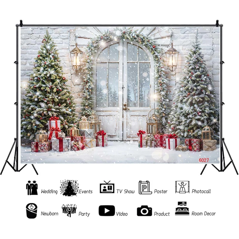 SHENGYONGBAO Christmas Day Decoration Candy Family Portrait Photography Backdrops Flying Snowflake Studio Background Prop WW-12