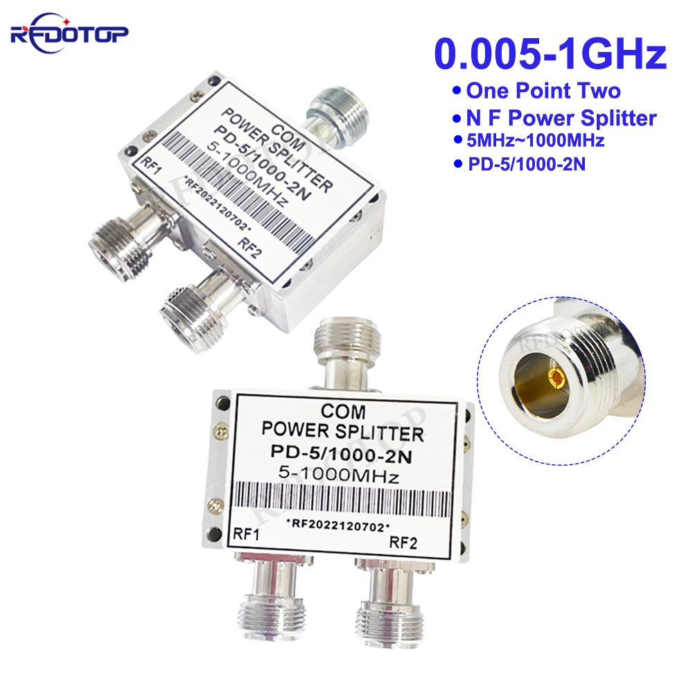 1Pcs 0.05G-1G RF power divider N Female 1 to 2 Connector radio frequency divider 5MHZ-1000MHz one point two RF Power Splitter