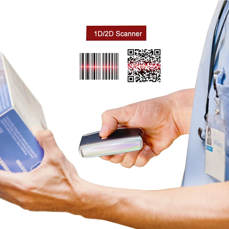 Mini Portable Bluetooth Wireless Barcode Scanner 1D 2D Pocket Size S01 for iOS Android Windows Mobile - Handheld Scan Reader