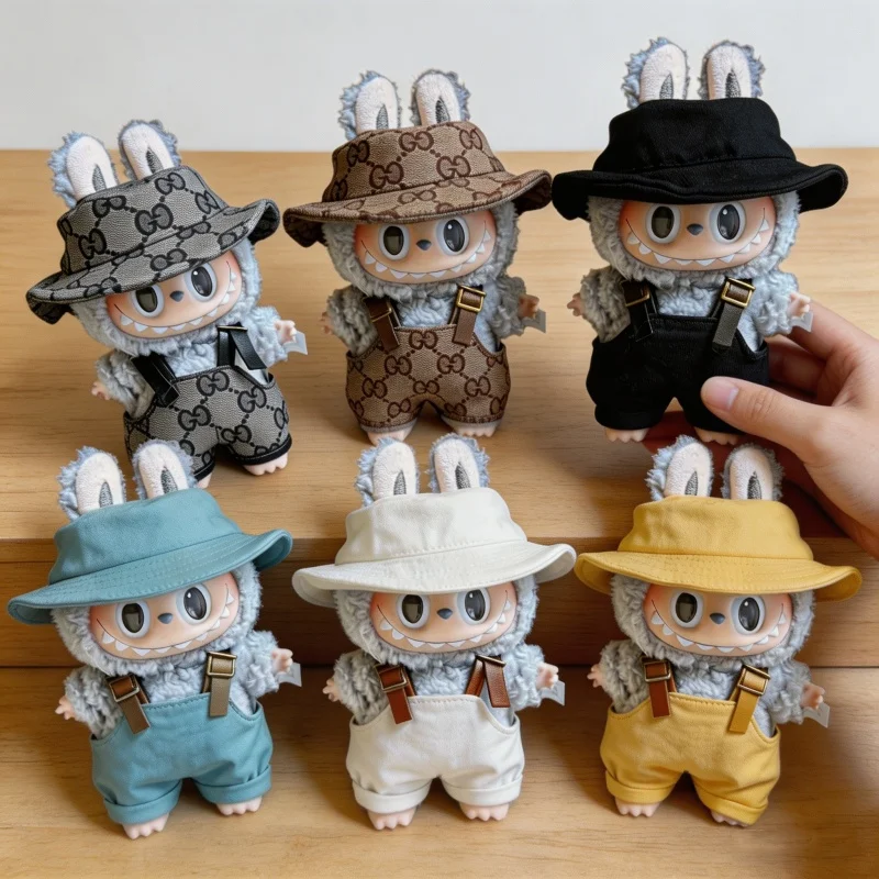 

Clothes and Hat Set for Labubu 17cm Plush Doll DIY Accessories Decoration Girl Surprise Birthday Gift Children's Toys