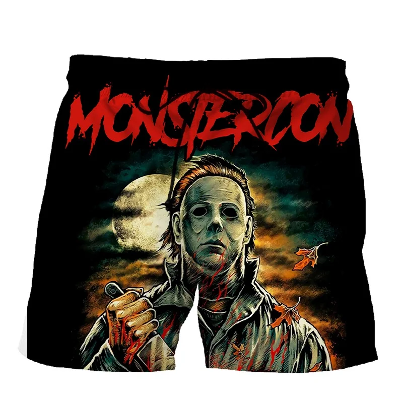 Summer New Hot Sale Loose Harajuku Style Michael Myers 3d Printing Boy\'s Fashion Shorts Wild Beach Shorts