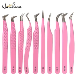 Natuhana Rose red Tweezers Stainless Steel  Tweezers High Precision Anti-static Tweezers for Eyelash Extensions Makeup