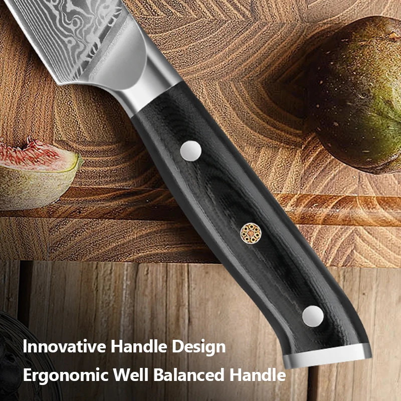 5 بوصة سكّين متعدّد الاستخدامات جودة عالية 67 طبقة دمشق الصلب المطبخ تقشير تقطيع سكين التقشير الشيف أدوات الطبخ G10 مقبض #5