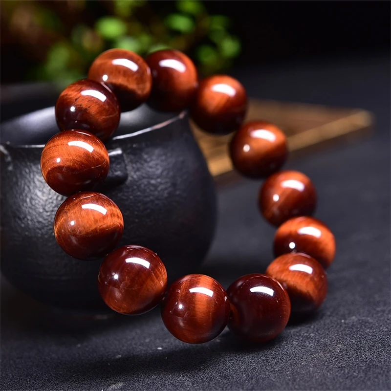 16MM Natural Red Tiger Eye Stone Bracelet Healing Energy Stone Boho Reiki Gem Stone Beads Simple Yoga Jewelry 1PCS