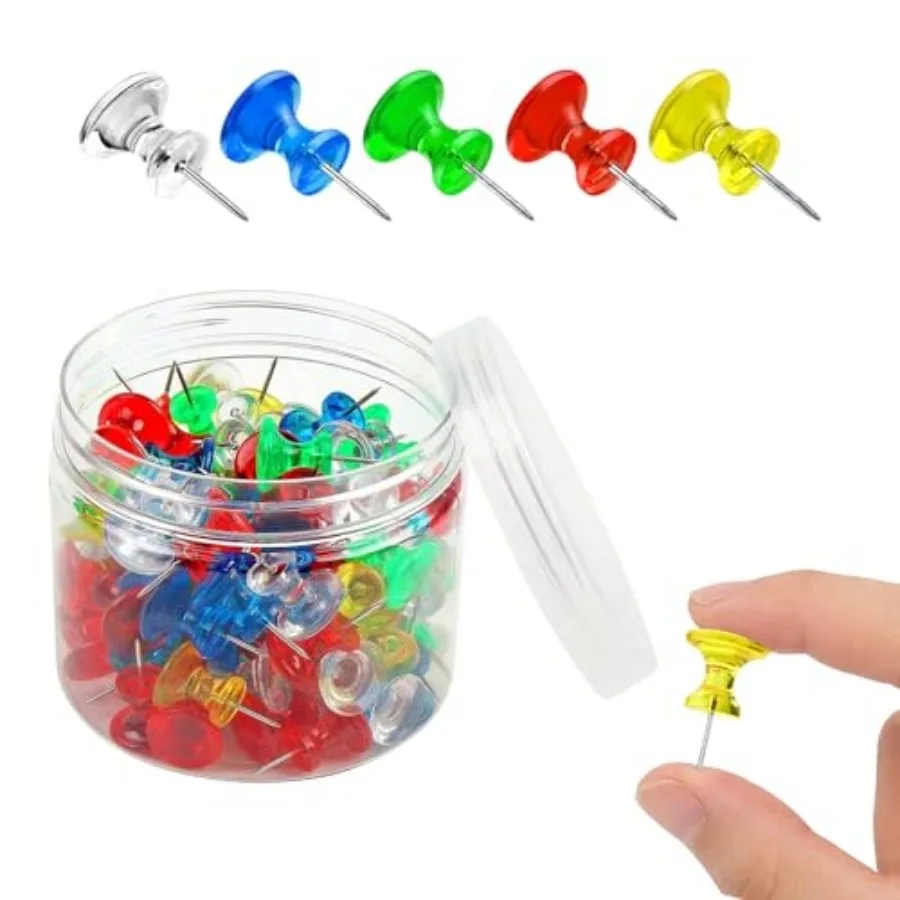 

100 pcs Large Colorful Push Pins for Bulletin Board - 1 Inch Oversized Thumbtacks for Wall, Cork Board, Photos, Office and Scho