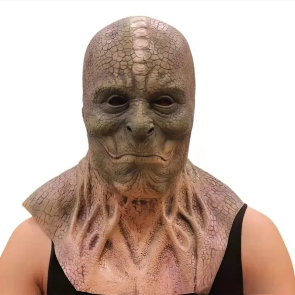 Halloween Horror Demon Grimace Mask Snake Demon Lizard Realistic Hood Funny Evil Scary Show Props