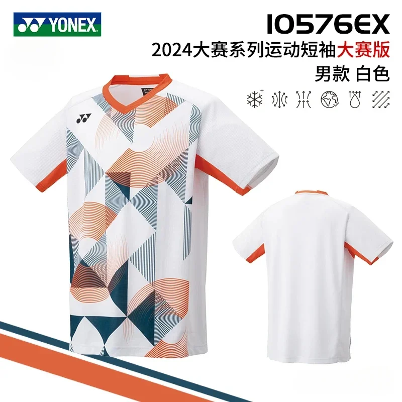 YONEX New Men's and Women's Badminton Wear Tops Short Sleeve Quick Dry Sweat-absorbent Breathable Training Suit T-shirts