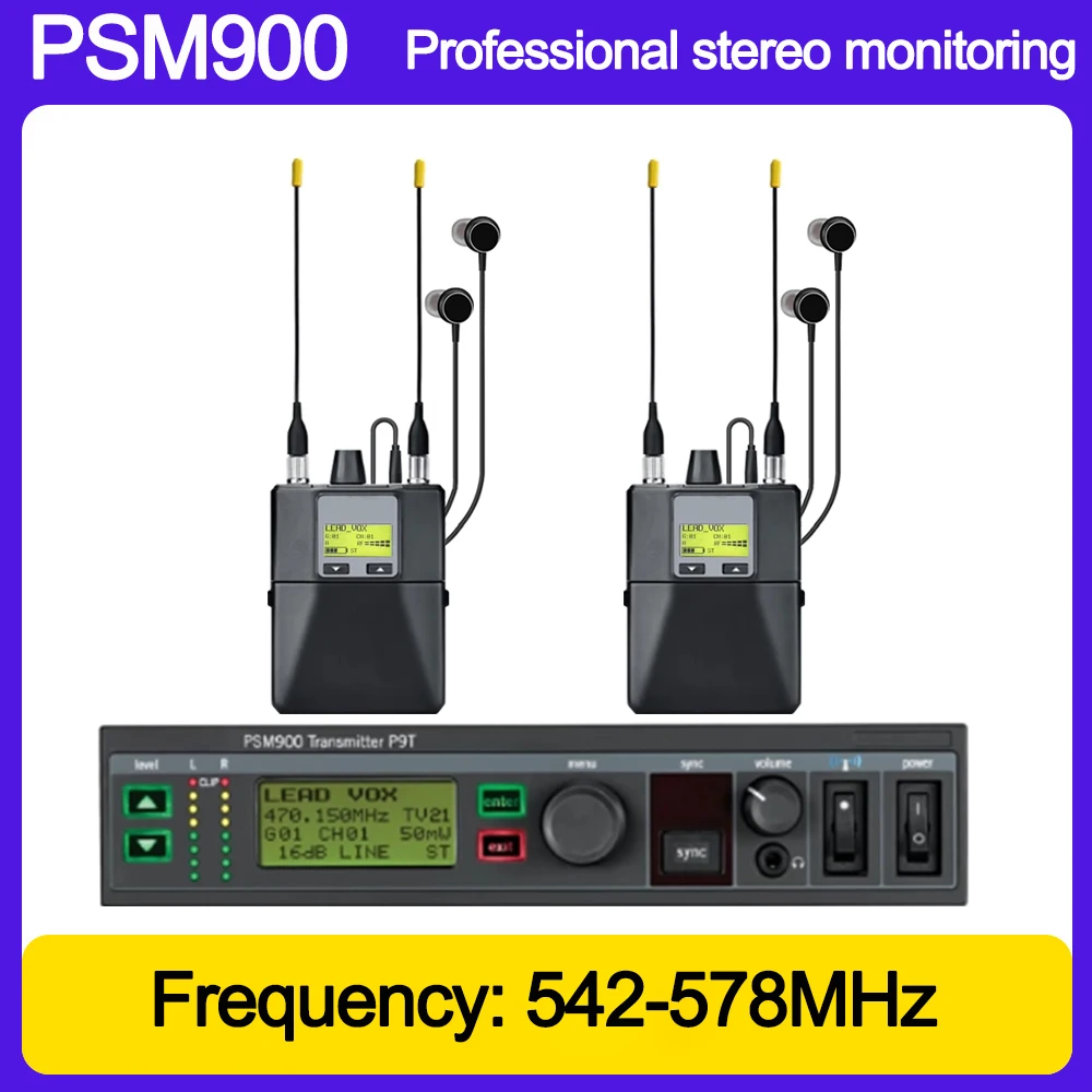 

PSM900 Wireless In-Ear Mono/Stereo Monitoring System, P9T Transmitter, P10R Receiver, for Stage and Recording Studio Use.