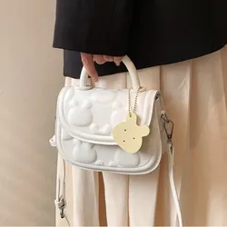 JIAERDI Harajuku White Messenger Bag Women Sweet Cute Handle Chic Square Bag Ladies Retro Kawaii Y2k Crossbody Bags Aesthetic