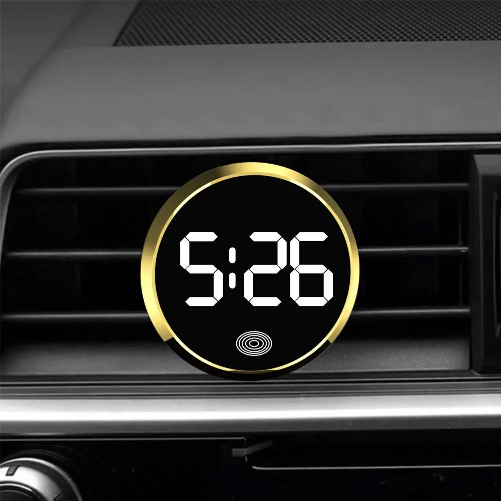 Touch-Activated Car Dashboard Clock LED Time Display Novelty Digital Clock Simple Mini Luminous Car Clock Home/Office
