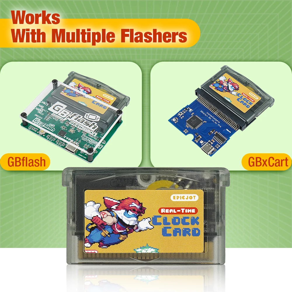 Rewritable GBA Flash Cart - 32MB Storage, 1Mb Flash, Solar + RTC Functionality, Compatible with GBA/DS Series