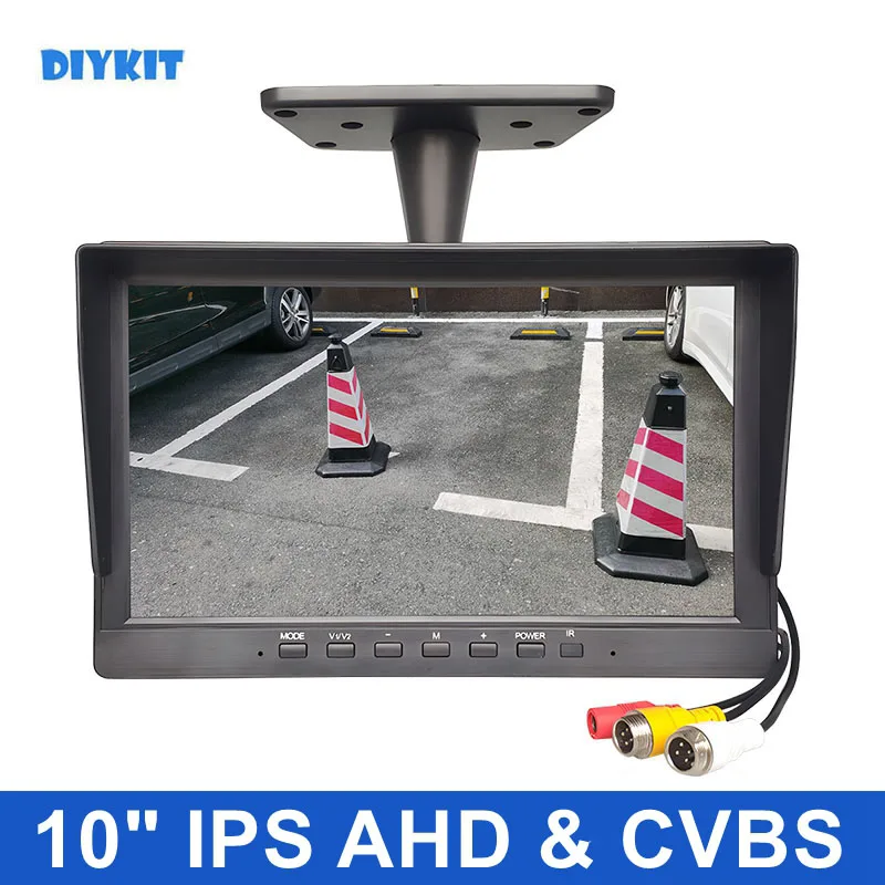 

DIYKIT 10,1-дюймовый AHD CVBS IPS ЖК-монитор HD Автомобильный монитор заднего вида Поддержка 1080P AHD CVBS Автомобильная камера 4-контактный видеовход