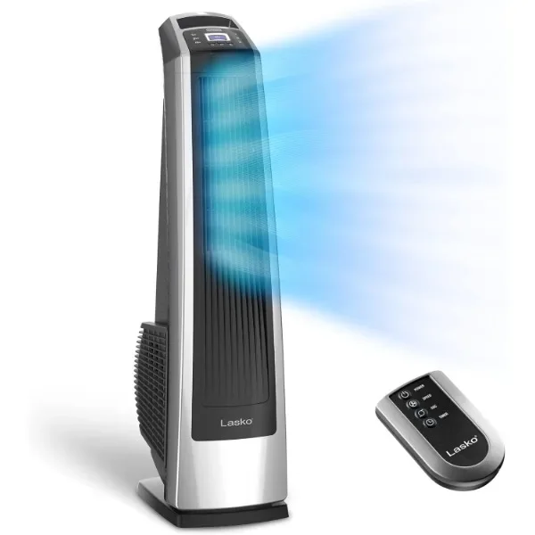 

Lasko Oscillating High Velocity Tower Fan, Remote Control, Timer, 3 Powerful Speeds, for Garage, Basement and Gym