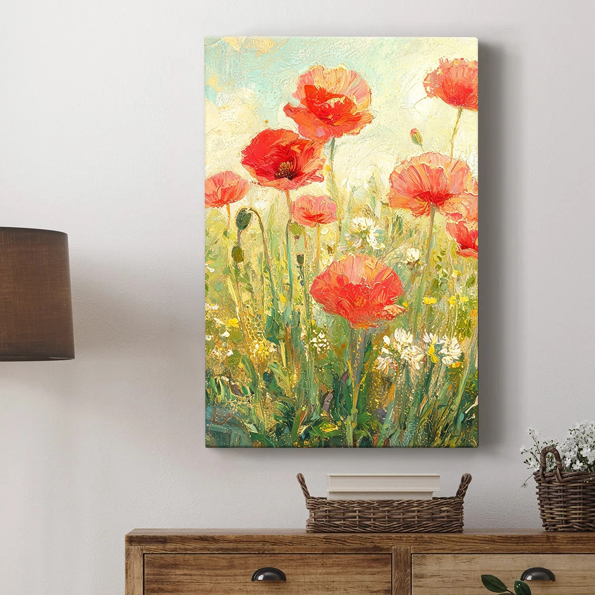 印象派の野花油絵キャンバスウォールアート、額入り花の静物画プ - Home Decor Mirror のレビューと価格