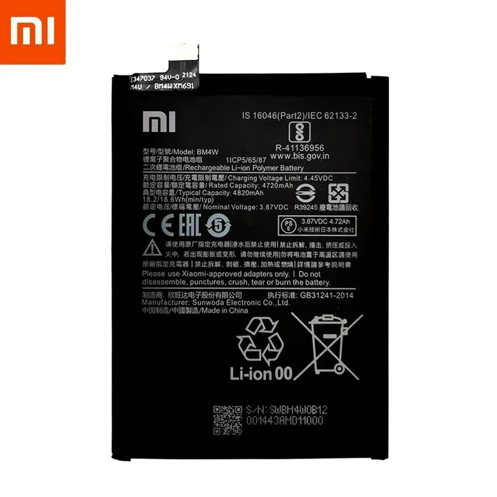 2024 Years 100% Original High Qulity 4820mAh BM4W Battery For Xiaomi Mi 10T lite 5G Batteries Bateria+ Free Tools Fast Shipping