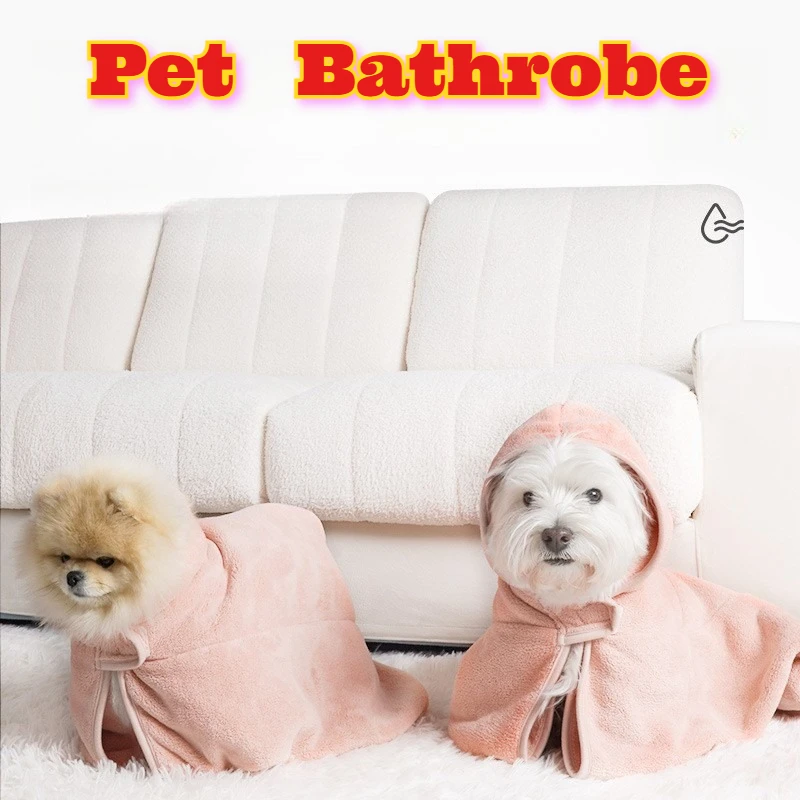 

‌Pet Bath Robe Absorbent Towel Small Dog Cat Grooming Wrap Quick Dry Hooded Drying Coat Devon Rex Bichon Frise Puppy Tiny