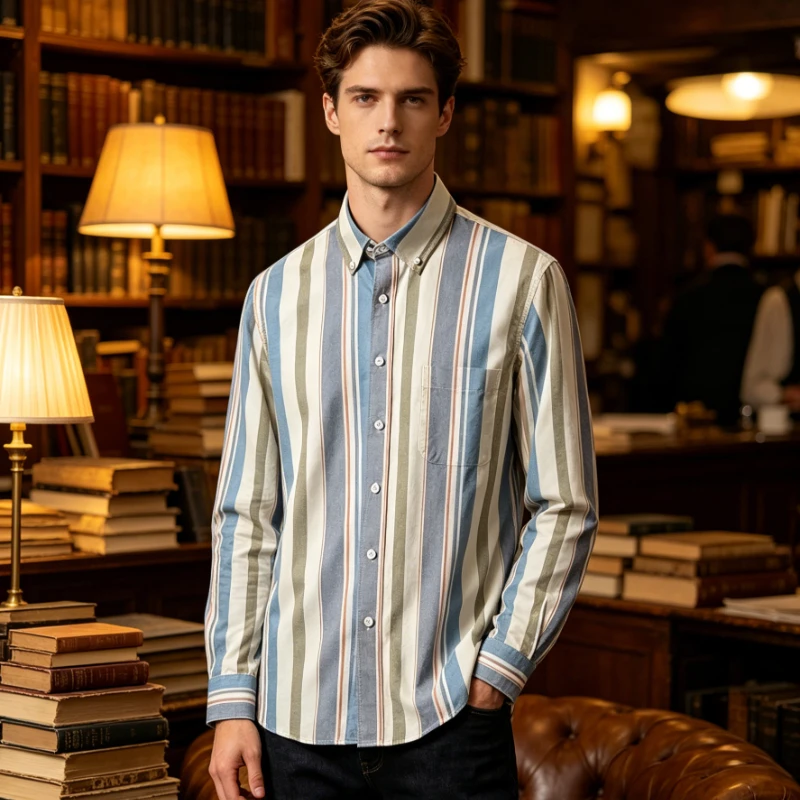 

2026 100% Cotton Oxford Shirts Casual for Business Men Long Sleeve New Autumn Spring Fashion Male Clothing