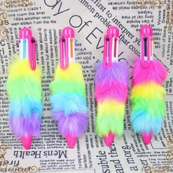 Wholesale Pack of 12- 6 Color Rainbow Press Ballpoint Pen - Plush Multi Color Kawaii Stationery