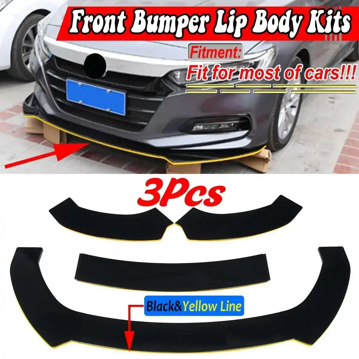 

Universal Car Front Bumper Splitter Lip Spoiler Diffuser For BMW For Benz For Audi For VW MK6 Mk7 For Honda For Skoda Body Kit