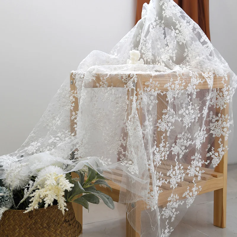 Flower Embroidery Lace Mesh Fabric Photographic Background Cloth Photographic Props Decorative Background Cloth Tablecloth