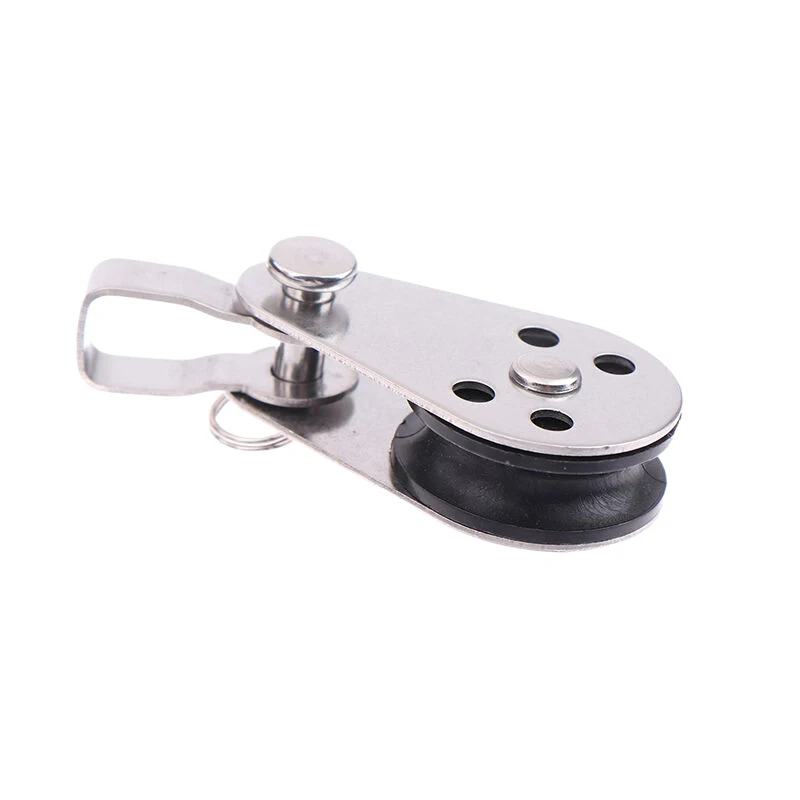 25mm 304 316 Stainless Steel Single Wheel Block Rope Runner Pulley Swivel Lifting Load Bearing Kayak Boat Part