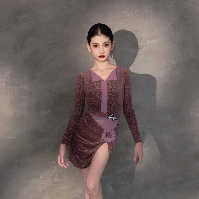 

Fashion Kids Performance Dancing Dresses For Girls Velvet Ballroom Dance Costume Children'S Samba Rumba Latin Dancewear DW10340