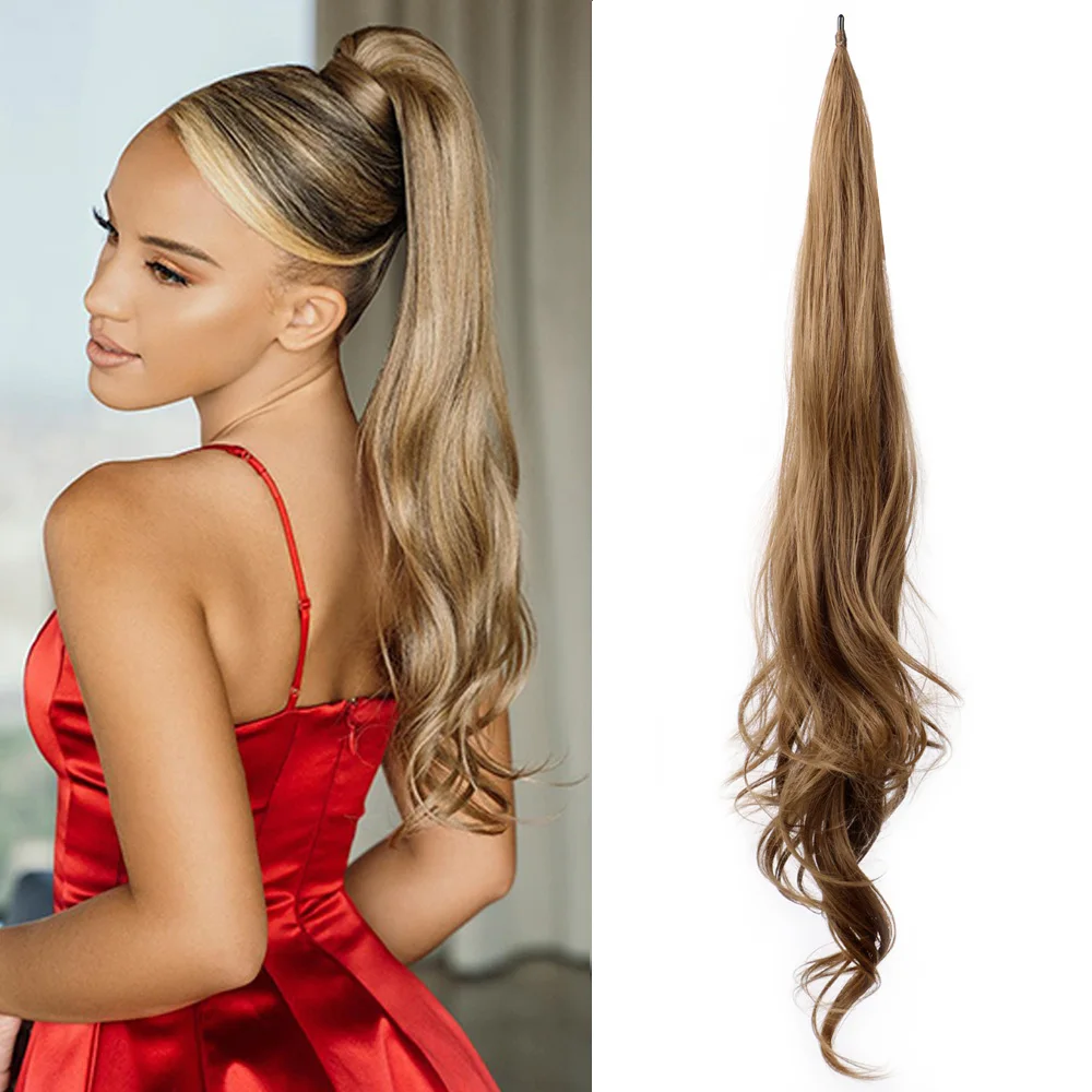 

32'' Long Pony Tail Hair for Women Fake Ponytail Hair Extension Flexible Wrap Around Ponytail Natural Synthetic Horse Tail Hair